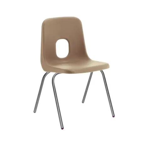E Series Polypropylene Classroom Chair - 4 Grey Legs - Size EA - Brown